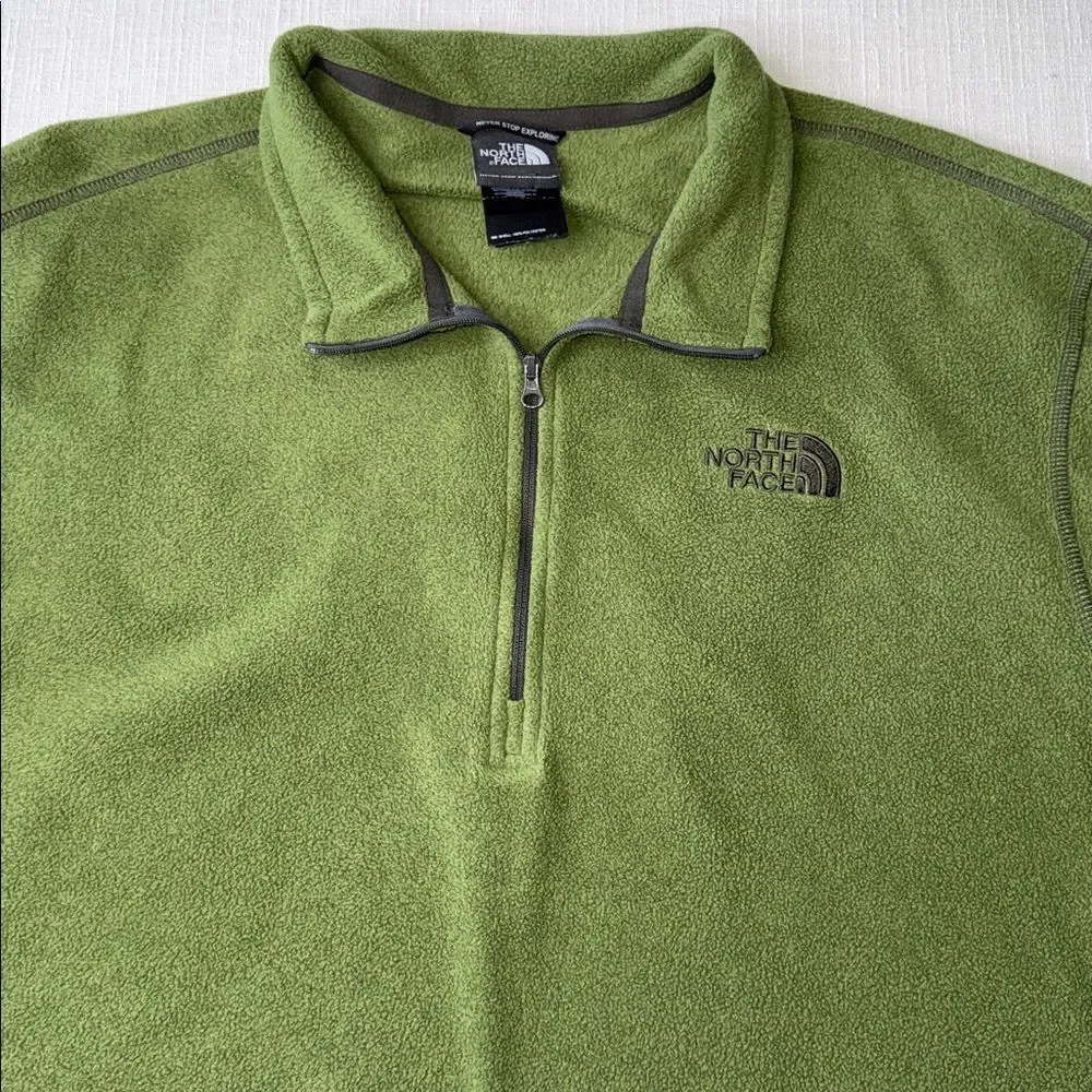 The North Face Never Stop Exploring Olive Green Quarter-Zip Fleece Pullover